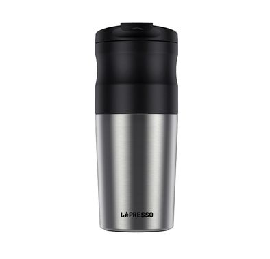 LePresso Portable Mug Burr Grinder Coffee Maker - Silver