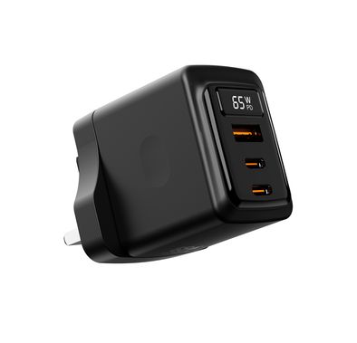 Porodo GaN Wall Charger with Single USB-A & Dual USB-C Po...