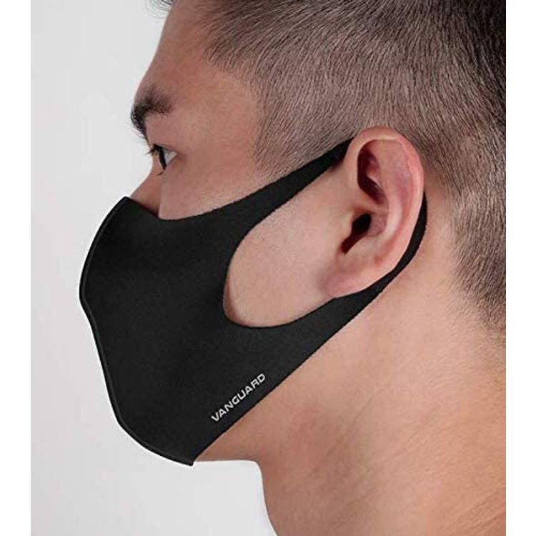 Vanguard Smart Care Puro-Nano Zinc Anti-Bacterial 3 Ply BFE Face Mask, Protection Washable Face Masks - Black (Large)