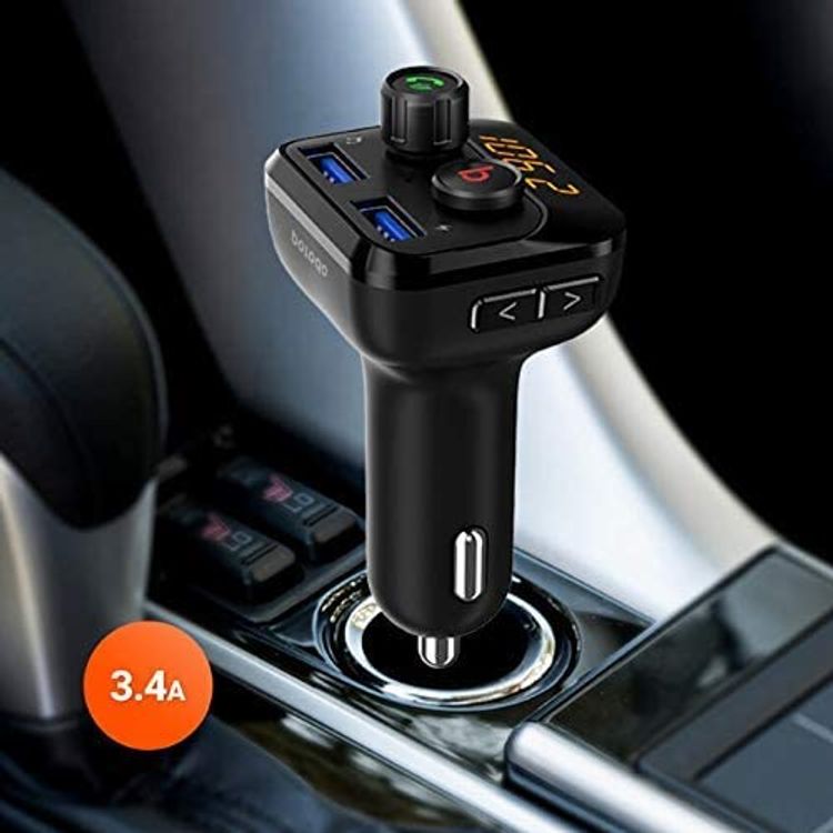 Porodo Wireless FM Transmitter Car Charger 3.4A with Bass Boost - Black