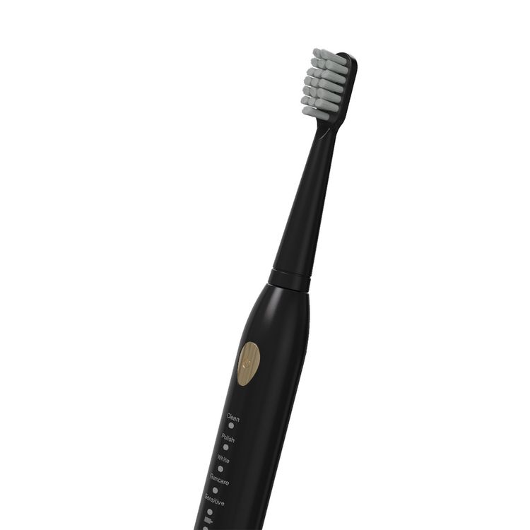 Green Lion Sonic Plus Rechargeable Toothbrush with LED Indicator, 500mAh Battery, 35 Days Working Time, 33000VPM Vibration, 30 Seconds Interval, 2 Minutes Smart Timer, Dual Replacement Brushes - Black