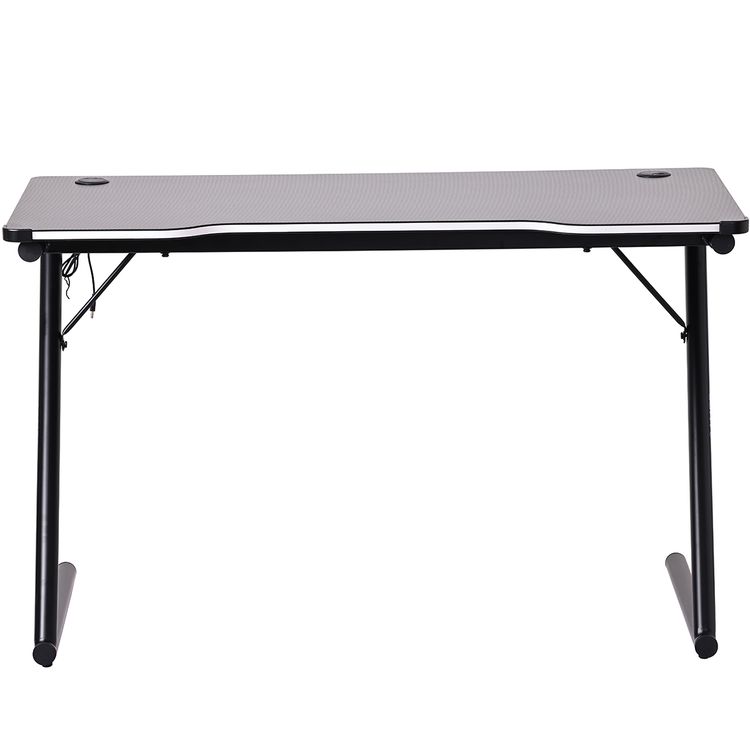 Porodo Gaming Table with Gaming Mousepad, RGB LED Light, Metal Frame, Easy to Clean, Patented Design, MDF & Melamine Material - Black