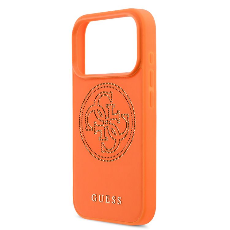 Guess MagSafe PU Leather Case with 4G Perforated Logo for iPhone 17 Pro Max, Easy Snap-On, Drop Protection, Slim Profile, Comfortable Grip, Lightweight - Orange