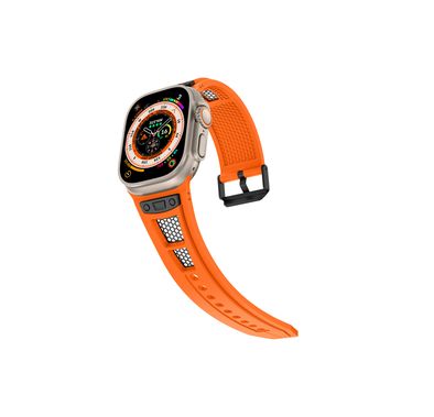 Levelo Kai Watch Strap, Apple Watch SE 9/8/7/6/5 (46/49mm), TPU + Metal Buckle, Hypoallergenic, 24/7 Wearability - Sunset Orange