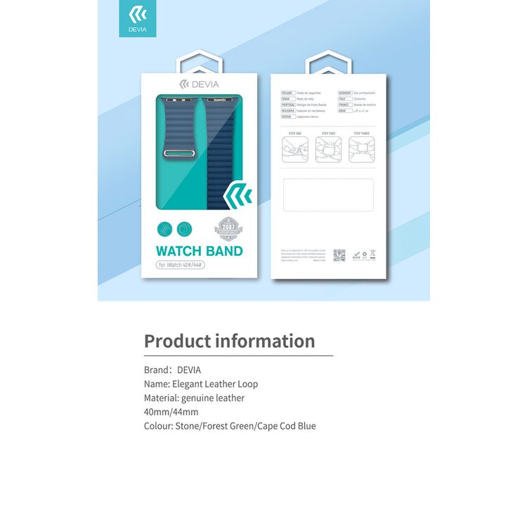 Devia Elegant Leather Loop Band for Smartwatch - Sturdy Magnetic Closure Strap - Fit & Comfortable Replacement Wrist Band Strap Compatible for Apple Watch 42/44MM -  Stone