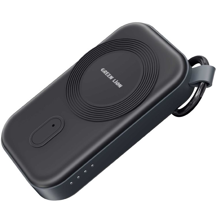 بنك الطاقة Green Lion iWatch بقوة 1200 مللي أمبير في الساعة، شحن سريع، مؤشر LED، مخرج USB-C، شحن لاسلكي، محمول - أسود