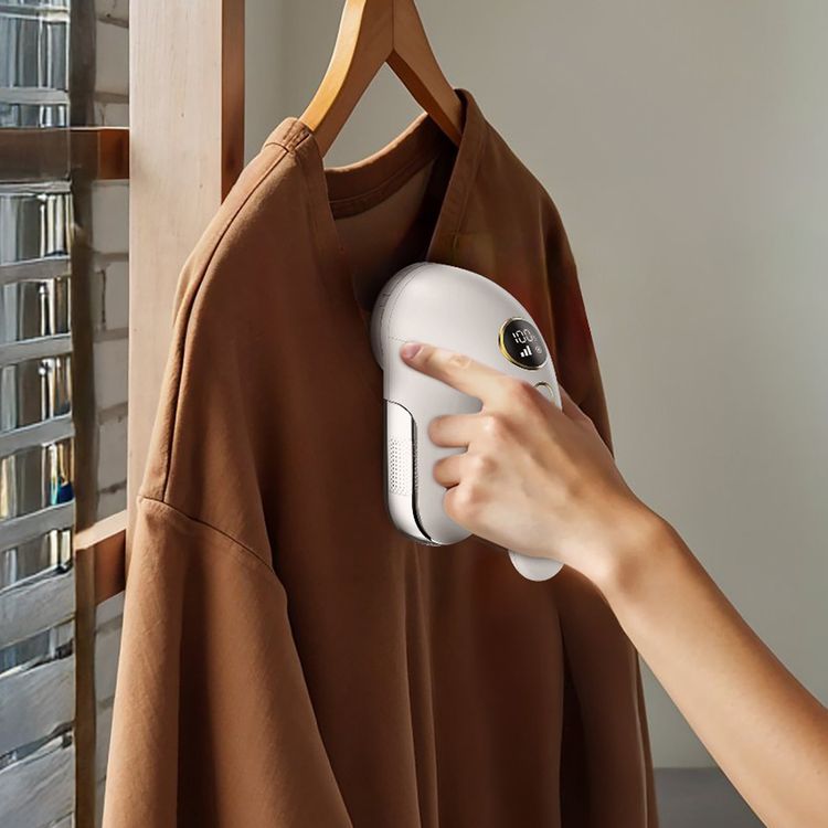 Green Lion Ergotrim Digital Fabric Remover with 3-Gear Speed Control, Up to 3 Hours Working Time, 110mL Lint Bin Capacity, 6-Leaf Blade, Honeycomb Mesh Cover, Ergonomic Handle, Safety Protection - White