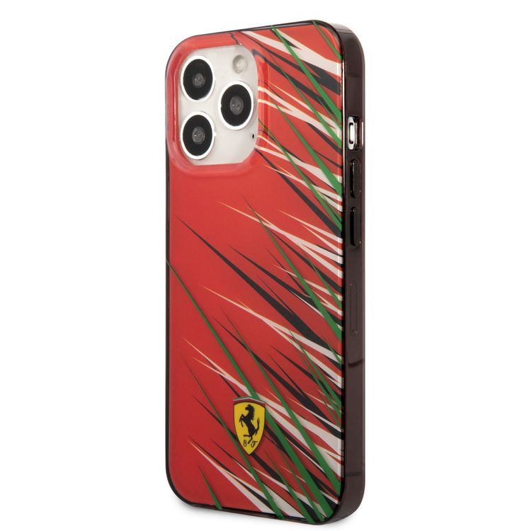 FERRARI HC PC/TPU Double Layer Grass  Hard Case, Drop protection, Compatible with iPhone 13 Pro - Red