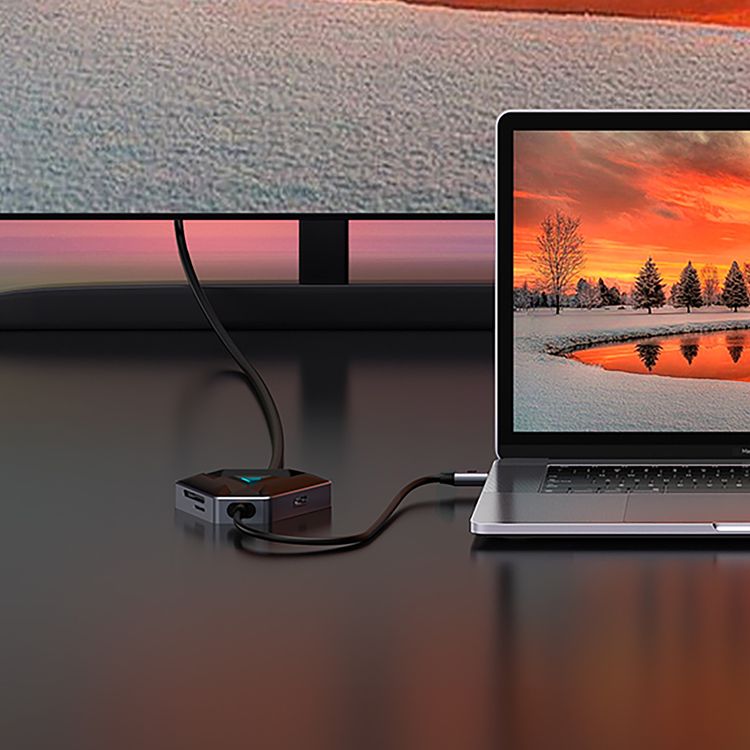 Porodo Gaming 6-in-1 USB-C Hub Gamers Edition, 4K HDMI, 100W Power Delivery, 5Gbps Data Transfer, Compatible with Android, iOS, Mac & Windows - Black