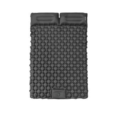 Green Lion Double Air Bed with Inflatable Air Mattress, Up to 300kg Load Capacity, Anti-Slip Diamond Texture, Camping-Friendly, Quick Inflation & Deflation, Integrated Pillow Design - Gray