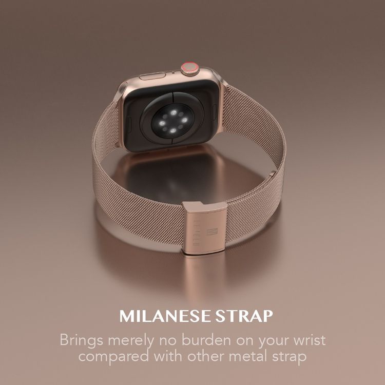 Levelo Double Milanese Watch Strap for Apple Watch 38/40/41mm, Stainless Steel Material, Double-lock Folding Buckle, Adjustable Strap, Easy Installation - Retro Golden