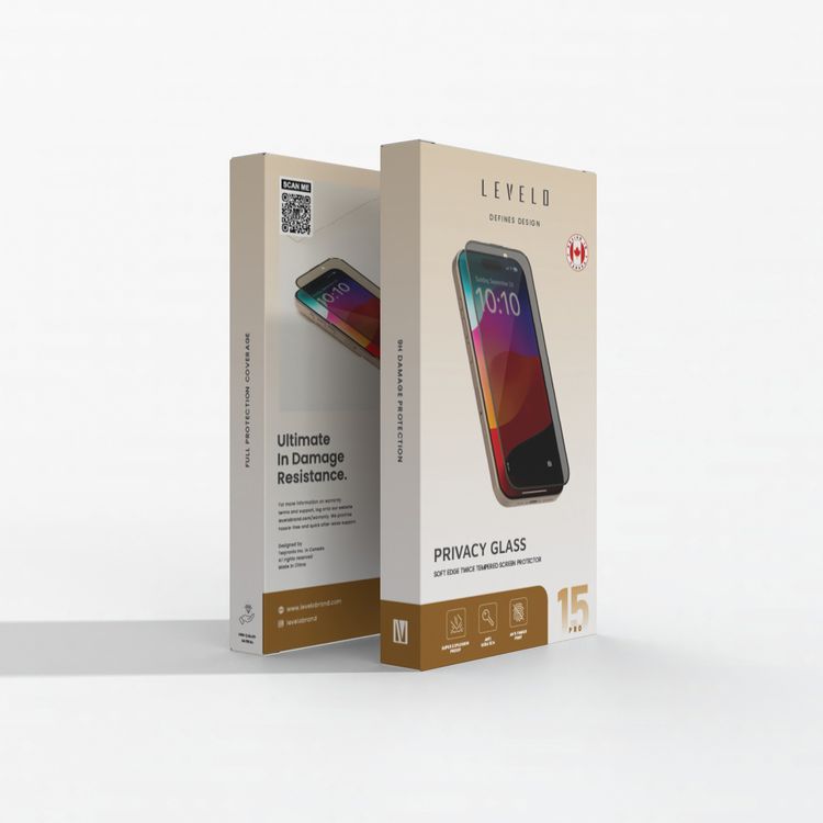 Levelo Privacy Twice-Tempered Soft Edge Screen Protector for iPhone 15 Pro, Anti-Fingerprint, Full Protection Coverage, Explosion-Proof Design - Black