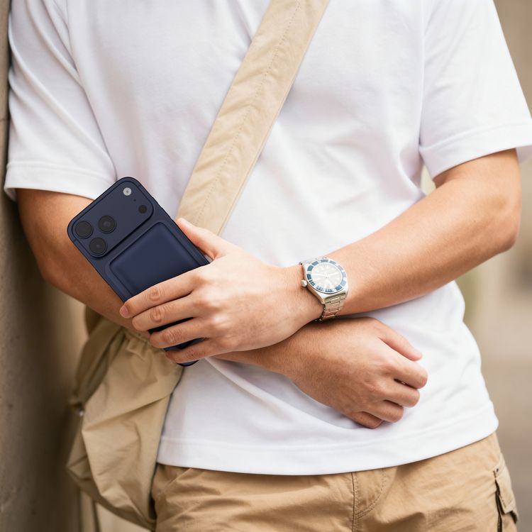 Levelo Vence 10000mAh Power Bank with Qi2.2 Technology, 25W Wireless Charging, Type-C Input & Output Port, Ultra-Strong Magnets, Pocket-Friendly, Travel-Ready, Type-C to Type-C Cable Included, Fast Charging, Ultra-Compact Design, Consistent Power - Blue