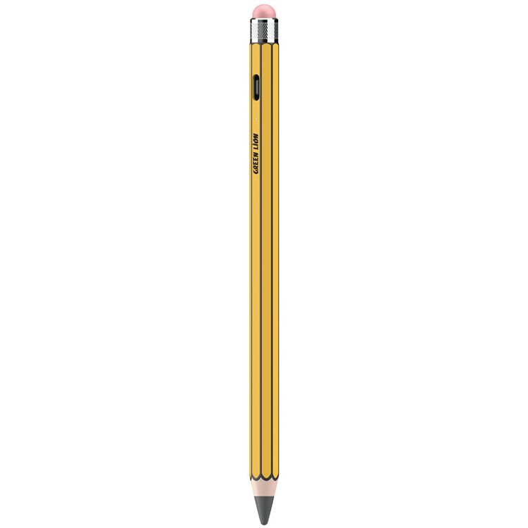 Green Lion Vintage 2-in-1 Stylus Pencil with Up to 12 Hours Working Time, 1.7mm Nib Diameter, Removeable & Replaceable Tip, 130mAh Battery Capacity, Palm Rejection - Yellow
