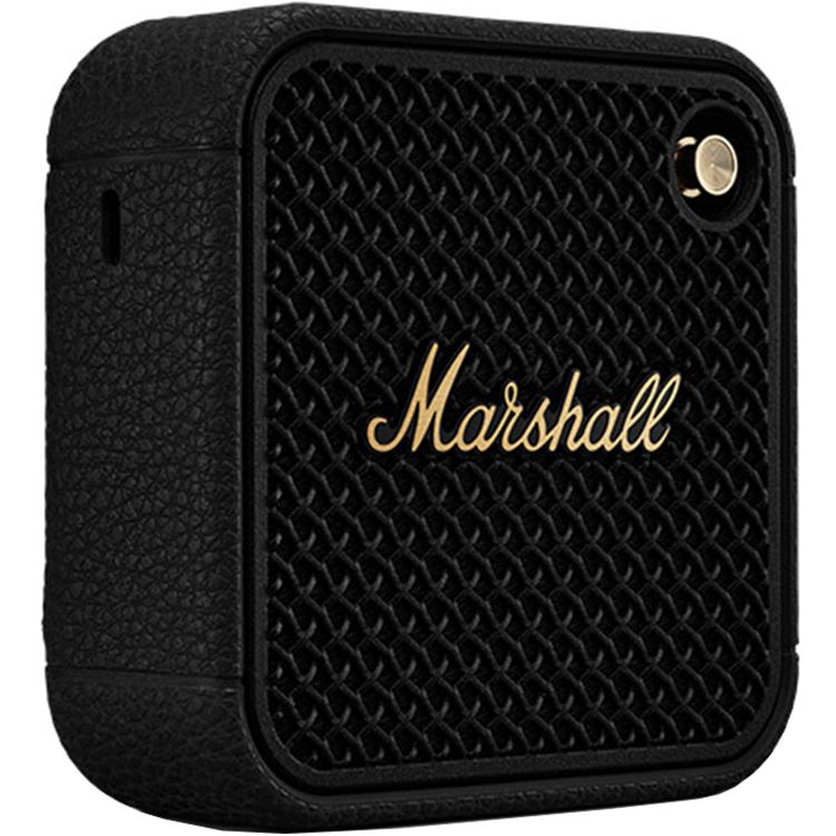 Marshall Willen II Compact Portable Wireless Speaker with Bluetooth Version 5.3, Water Resistant, Fast Charging, 17 Hours Play Time, 2.5 Hours Charging Time, Type-C Charging Port, Built-in Microphone, Lightweight Design - Black / Brass