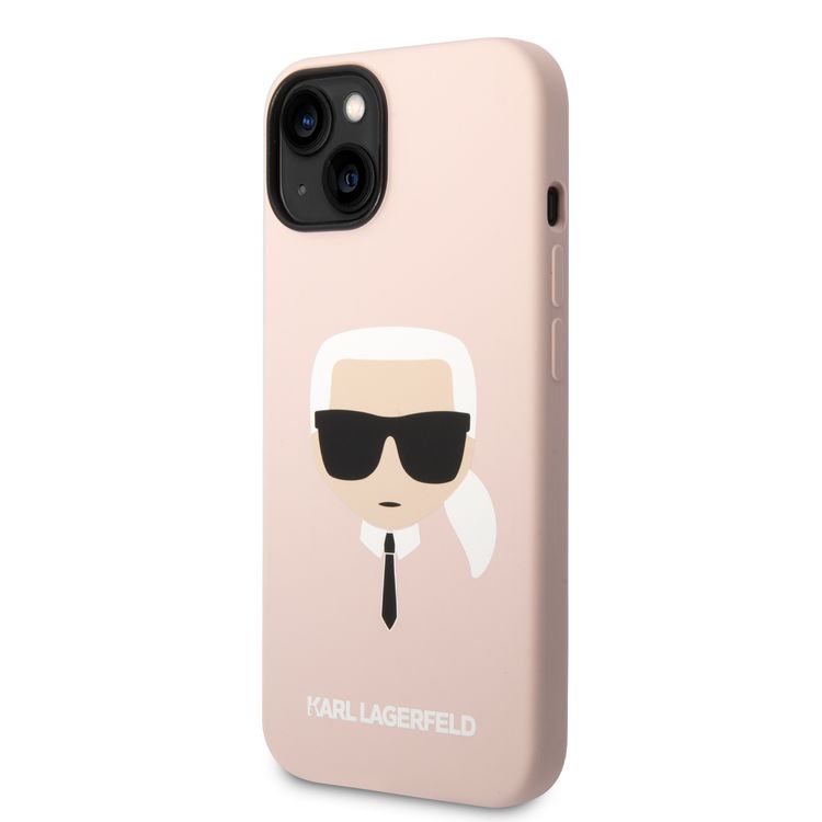 Karl Lagerfeld Liquid Silicone Case with Karl Head Logo iPhone 14 Compatibility - Pink