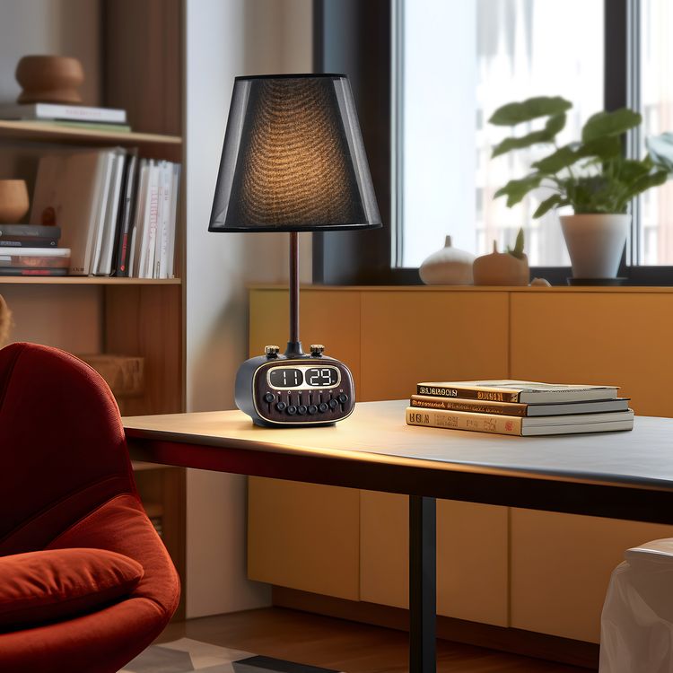 Porodo Retro Desk Lamp White-Noise & BT Speaker, Alarm and Snooze Function, Screen Display, 3 Brightness Levels (Low, Medium, High), Charging Ability, 8 Nature Sounds, USB-A Charging Port - Black 