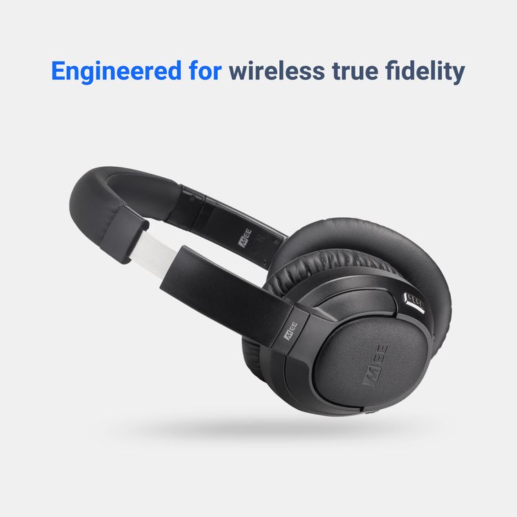 MEE Audio Matrix Cinema Wireless Headphones with Built-in Microphone and Control Buttons, Ultra-soft Memory Foam Ear Cushions, Four Audio Enhancement, aptX Low Latency Support, 40 mm High-resolution Dynamic Driver, Up to 30 Hours Playtime, Clear Voice Plus Mode - Black