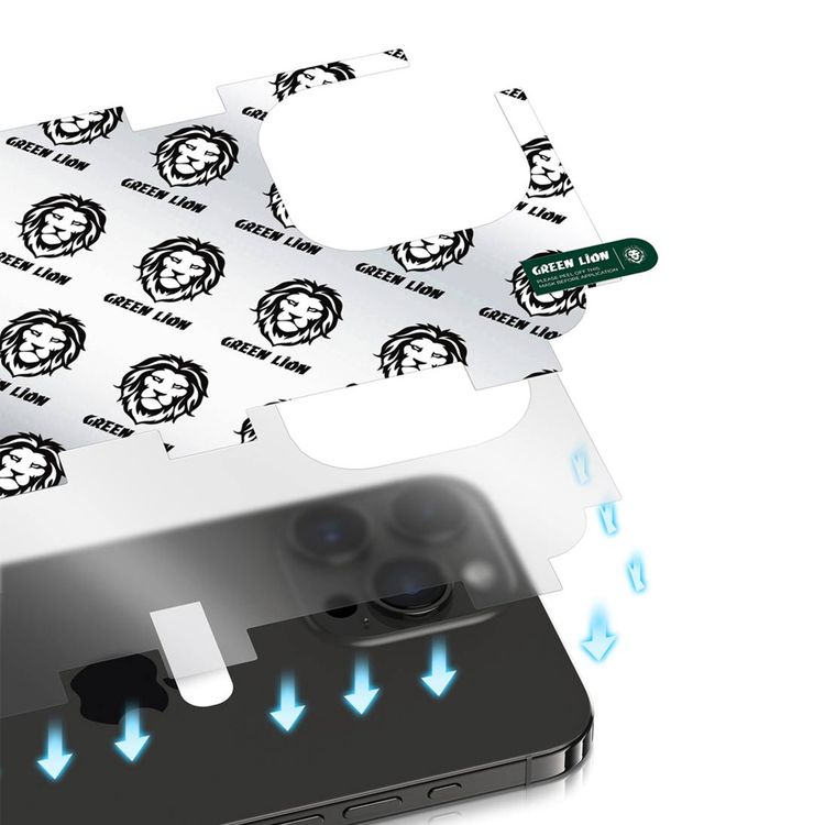 Green Lion 4-in-1 Defender Pack for iPhone 16 Pro Max, Anti-Shock Case, Nano HD Full Protection, Camera Lens Film, 3D Pet HD Glass - Black 