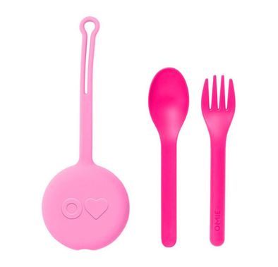 Omielife Utensil + Holder Set - Pink