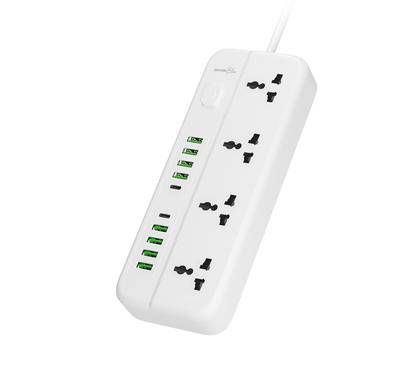 Porodo Blue 4 Universal AC Sockets Power Strip With 2 Typ...