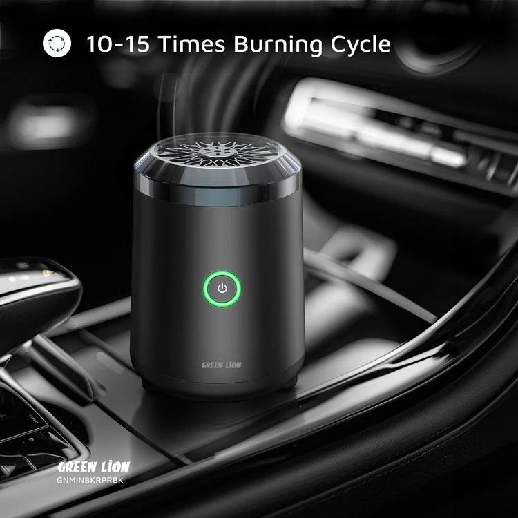 Green Lion Mini Bakhour Pro with Built-in Quran Speaker, 2000mAh Battery Capacity, 18W Power, 10-15 Times Burning Cycle, Remote & App Control, Up to 5 Hours Speaker Playtime - Black