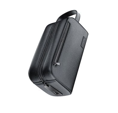 Green Lion Liora Fingerprint Bag with Leather Strip & LED Indicator, 120mAh Battery Capacity, 10 Fingerprint Capacity, Water Resistant, 6 Months Standby Time, Multiple Pockets, Capacitive Sensor, Durable Zippers - Black