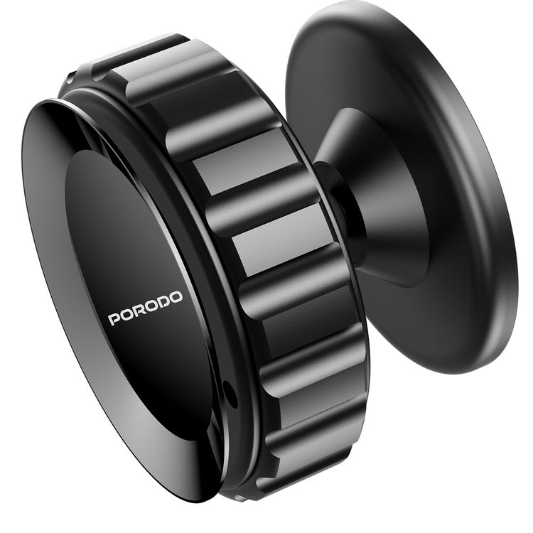 Porodo Multi-Surface Vacuum Suction Phone Holder with Adjustable Viewing Angle & 360° Rotation, Compatible with 4.7"-6.9" Phones, ABS & TPU Material, Double-Layer N52 Magnets - Black