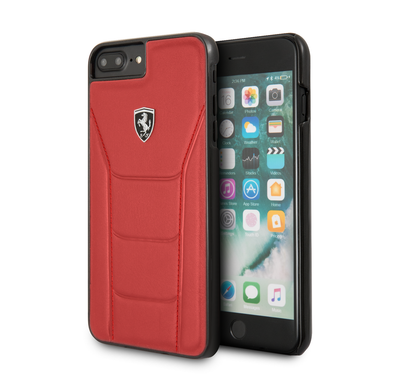 CG MOBILE Ferrari Heritage 488 Genuine Leather Hard Phone Case Compatible for iPhone 7 / 8 Plus | Shock & Scratch Resistant Mobile Case Officially Licensed - Red