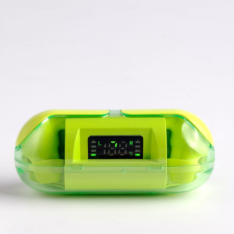 Green Lion Sonic Wireless Earbuds with LED Power Display, 4 Hours Working Time, Bluetooth 5.3, 200mAh Charging Case, 30mAh Earbuds Battery, Bass Sound Effect, 10m Bluetooth Range - Green