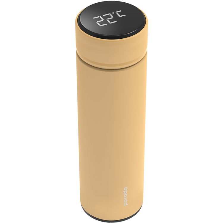 Porodo Smart Water Bottle with Temperature Indicator, 500ml Capacity, Temperature Sensor, LED Touch Sensitive Display - Orange