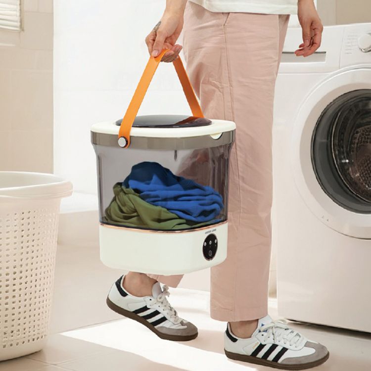 Green Lion Portable 12L Washing Machine, 3 Cleaning Cycles, Detachable Basket, Anti-Slip Base, Hand-Wash Simulation, UV Sterilization, Spin-Dry Function, Blue Light Bactericidal Cleaning - White