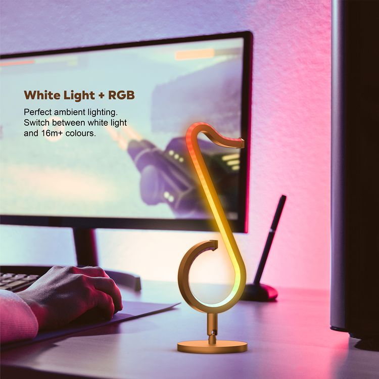 Porodo RGB Smart LED Desk Lamp with Automated Timer, Remote Controller, Voice Command, Music Rhythm Sync, Wi-Fi Connectivity - Black