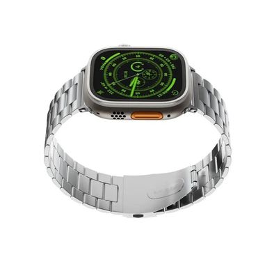 Levelo Monet Stainless Steel Watch Strap with Adjustable Links for Apple Watch 49/46mm, Hypoallergenic Material, 24/7 Wearability, Anti-Oxidation Technology, Compatible with SE, Series 9, 8, 7, 6 & 5 - Silver