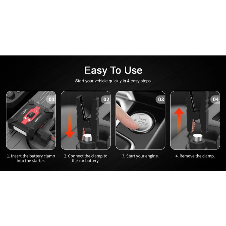 UTRAI Jstar 6, 24000mAh 1800A Jump Starter With Air Compressor, 12V Jump Start Output, Max 120 PSI Air Compressor