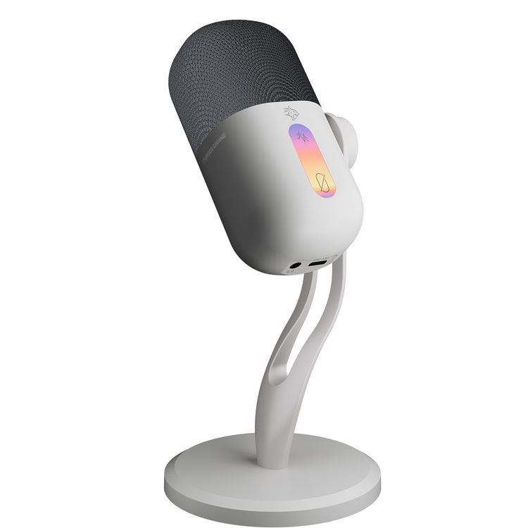 Porodo Gaming Elyx RGB Condenser Microphone with Noise Suppress Button, Adjustable Angle, Crystal Clear Recording, Mute Button, High Sampling Rate, High-Quality Sound, Plug & Play - White