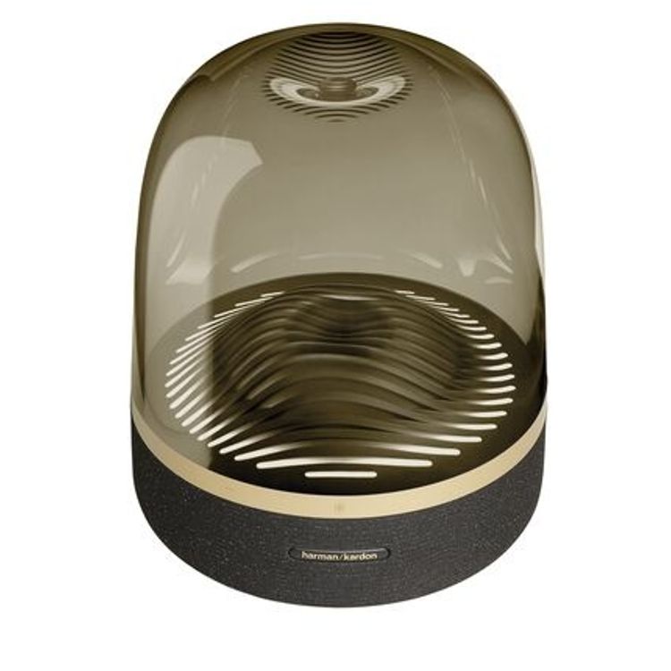 Harman Kardon Aura Studio 3 Wireless Bluetooth Stereo Speaker with Elegant Ripple Effect Lighting, Exceptional 360-Degree Sound, Iconic Anywhere - Black / Gold