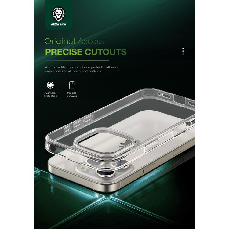  Green Lion iPhone 15 for Crystal Clear Case, Anti-Microbial Protection, Military-level Protection, Precise Cutouts, TPU Case Material, Scratch and Damage Protection - Clear
