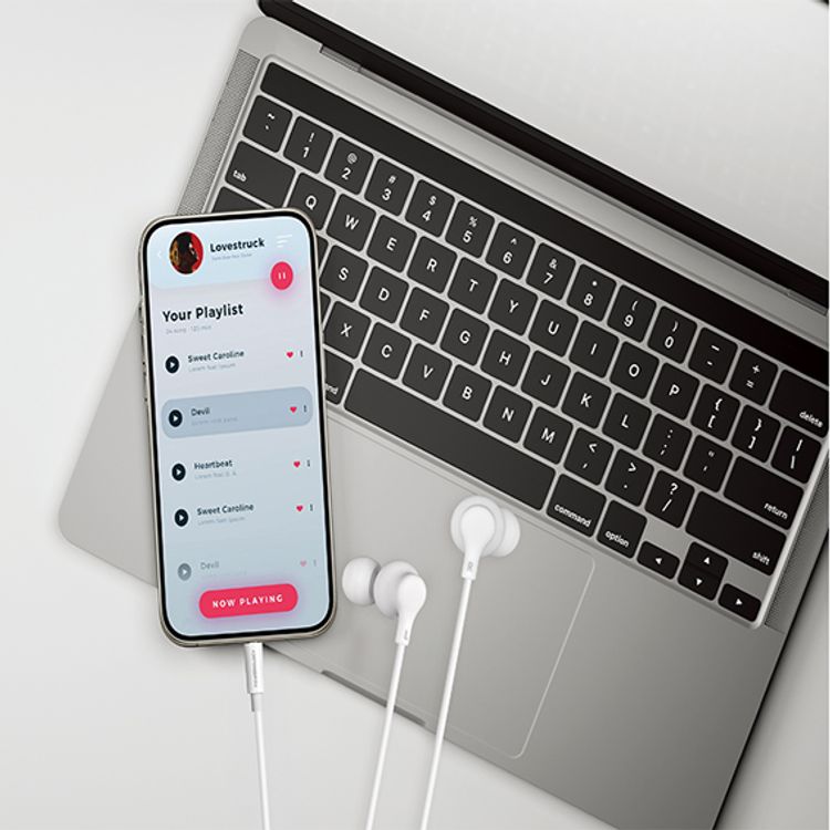 Powerology USB-C In-Ear Stereo Earphones with Intuitive In-Line Control Buttons, 10mm Driver Unit, HD Sound Quality, 5mW Power, Voice Assistant Support - White