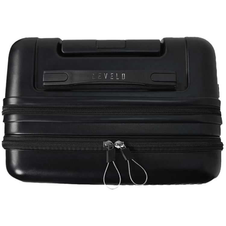  Levelo Odyssey 22" Front Opening LID Travel Luggage,30KG Weight Bearing, Shock Resistance, 360° Wheels Rotation, Telescopic Handle - Black
