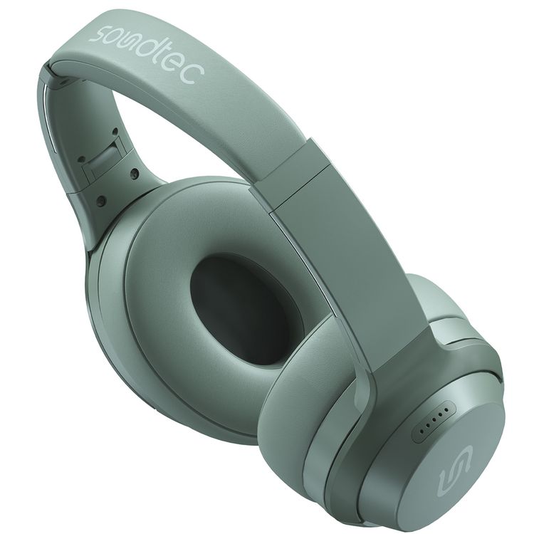 Porodo Soundtec Eclipse Wireless Over-Ear Headphones, High-Clarity Mic with ENC, 50 Hours Playtime, 400mAh Battery, Multi Function Buttons, Type C Charging, Compatible with All Phones for Enhanced Music and Calls - Green
