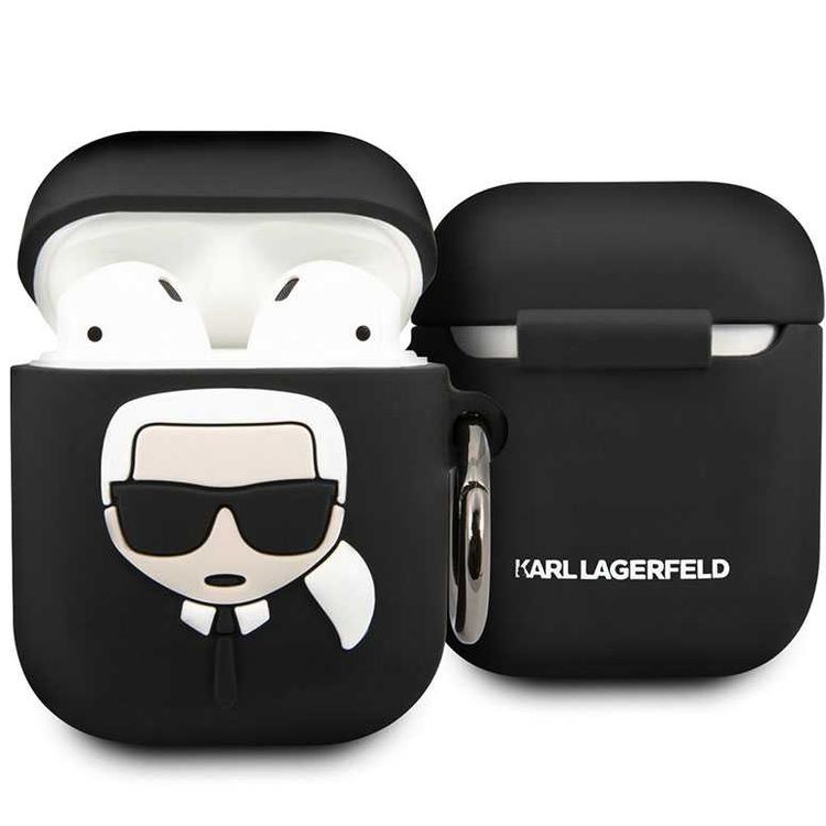 CG Mobile Karl Lagerfeld Silicone Case with Anti-Lost Ring Compatible for Airpods 1/2, Scratch Resistant, Shock Absorption, Drop Protection, Dustproof Protective