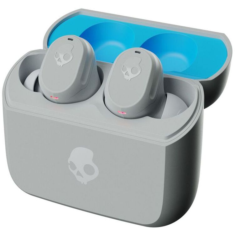Skullcandy Mod True Wireless In-Ear Earphones, Clear Voice Smart Mic, Multipoint Pairing, 10 Minutes to 2 Hours Rapid Charging, 34 Hours Battery Life, 6 mm Driver Diameter - Light Gray/Blue
