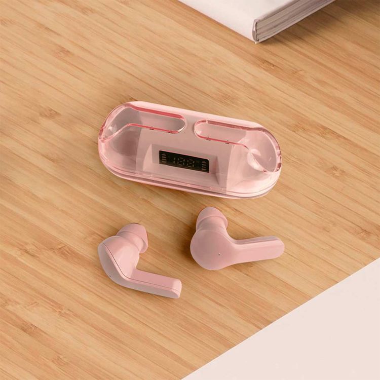 Green Lion Sonic Wireless Earbuds with LED Power Display, 4 Hours Working Time, Bluetooth 5.3, 200mAh Charging Case, 30mAh Earbuds Battery, Bass Sound Effect, 10m Bluetooth Range - Pink