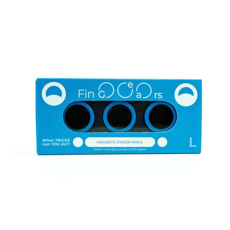FinGears Magnetic Fidget Rings, Pack of 3, Relieves Stress and Anxiety, Freestyle Magnetic Spinner Ring for Adults, Large - Blue / Black