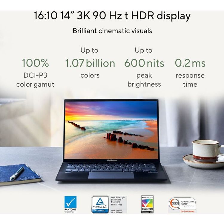 ASUS Zenbook 14 OLED Laptop UM3402YA - AMD Ryzen R5-7340U, 8GB RAM, 512GB SSD, AMD Radeon Graphics, 14-inch 3K OLED, Windows 11 Home - Jade Black