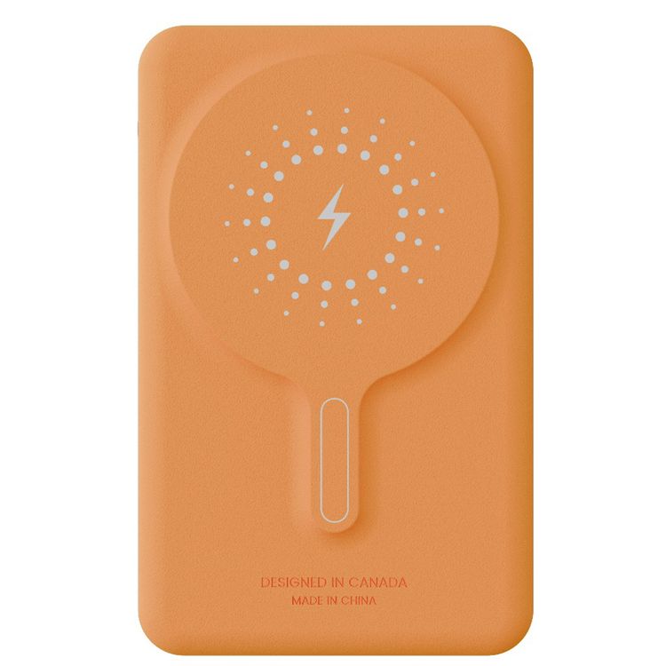 Levelo Marabella MagSafe Leather 10000mAh Power Bank with OLED Battery Status Display, N52 Magnets, 15W Wireless Charging, 20W Power Delivery, Overcurrent Protection - Orange