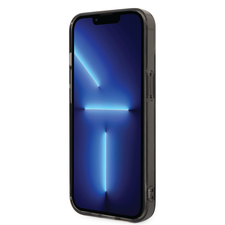 BMW Motorsport Collection PC/TPU IML Printed Tricolor Stripes, Translucent Zones Bumper Protection iPhone 14 Plus Compatibility - Black