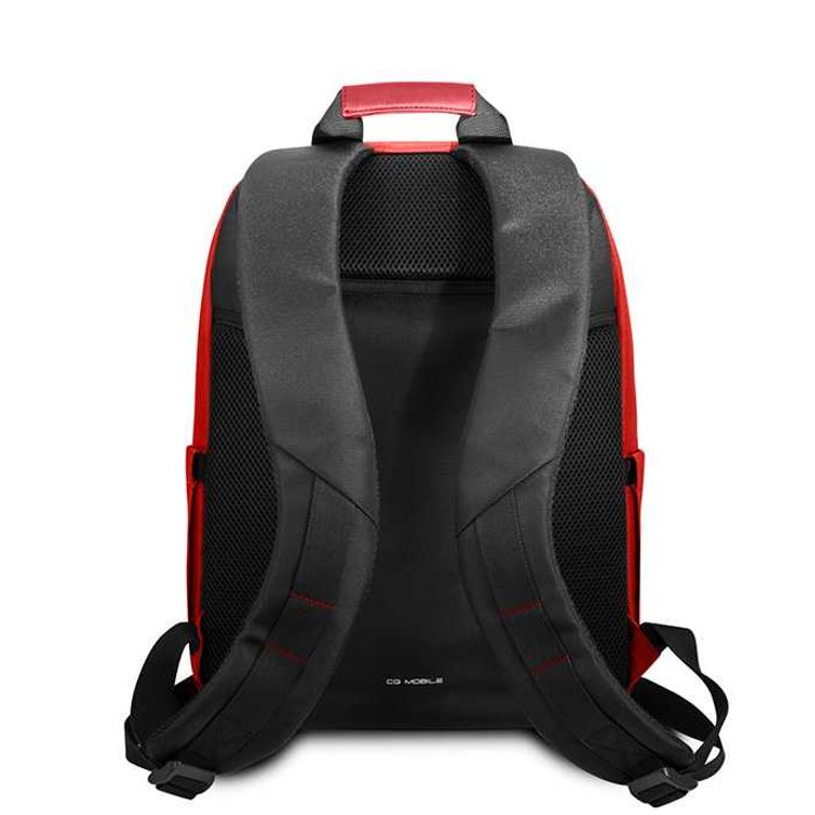 CG Mobile Ferrari Urban High Quality Nylon and PU Carbon Backpack Compatible for 15" inch iPad, Tablets, Laptop, MacBook Pro Bag and a Slim-Fit pocket for an iPad, iPad Mini - Red