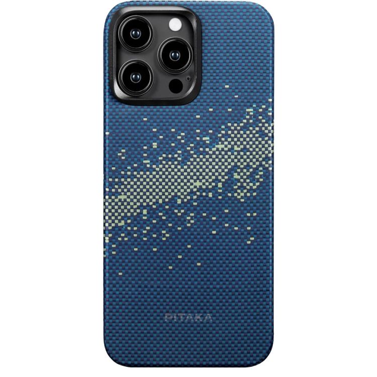 Pitaka StarPeak Luminous Case for iPhone 16 Pro, Woven Touch, Ultra Slim, Raised Camera Lip, MagSafe Compatible - Milky Way Galaxy
